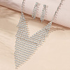 Chic Bride Brass Rhinestone Tassels Earrings & Necklaces Sets for Wedding GF2707-3