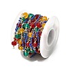 Brass Hexagonal Column Glass Seaded Beaded & Resin Round Beaded Link Chains CHC-G026-01I-3