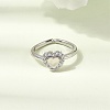 Brass Micro Pave Cubic Zirconia Cuff Open Rings for Women RJEW-B160-10P-1