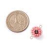 Halloween Glass Peal & Glass Seed Beaded Round Eye Links Connector Charms PALLOY-MZ00948-05-2