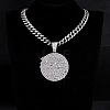 Hip-Hop Alloy Full Crystal Rhinestone Self Made Medal Pendant Cuban Link Chain Necklaces for Men Women FS-WG8D003-04-1