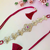 Alloy Rose Rhinestone Flower Link Chains Polyester Tassel Waist Belly Chains for Women FS-WGA1448-01-1