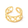 Ion Plating(IP) 304 Stainless Steel Hollow Out Heart Open Cuff Ring for Women RJEW-E063-19G-2