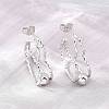 304 Stainless Steel Textured Wavy Wire Heart Shape Stud Earrings for Women SA-CBAB549-06P-1