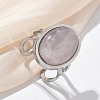 Oval Natural Rose Quartz Finger Rings RJEW-M062-02P-15-1