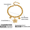 316 Surgical Stainless Steel Pave Clear Cubic Zirconia Flower Charm Round Beaded Bracelets for Women WGAC14B-01-2