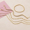 5Pcs 5 Styles Brass Chain Bracelets & Stretch Bracelets Set for Women BJEW-D357-03G-3