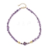 Natural Amethyst Chip with Cross Beaded Necklaces NJEW-JN05513-1