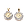 Brass Micro Pave Clear Cubic Zirconia Pendants KK-N287-44GP-05-1