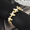 Flower Brass Open Cuff Rings for Women RJEW-R011-09G-01-2