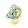 Bear Brass Micro Pave Cubic Zirconia Open Cuff Ring for Women RJEW-U003-22-2