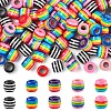 100Pcs 5 Colors Stripe Resin European Barrel Beads RESI-YW0005-69-1