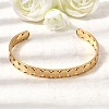 201 Stainless Steel Open Cuff Bangles for Women BJEW-Z162-01G-2