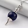 Natural Lapis Lazuli Sphere Dowsing Pendulums BJEW-E292-A03-2