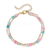 Natural Agate Round Beads Multi-strand Bracelets BJEW-JB12468-01-2