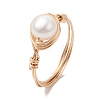 Nuggets Natural Cultured Freshwater Pearl Finger Rings RJEW-JR00697-01-4