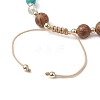 Adjustable Dyed Synthetic Turquoise & Coconut & Wood & Pearl Braided Bead Bracelets BJEW-JB10723-01-4