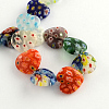 Heart Handmade Millefiori Glass Beads Strands X-LK-R004-67-2