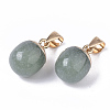 Top Golden Plated Natural Green Aventurine Pendants G-T131-03F-2