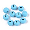 Spray Painted Round Natural Schima Wood Beads WOOD-A018-8mm-09-1