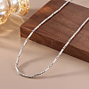 Adjustable 925 Sterling Silver Round Column Magnetic Beaded Necklaces for Women NJEW-A048-03P-1
