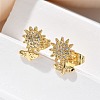 Brass Micro Pave Clear Cubic Zirconia Stud Earrings EJEW-D305-09G-5