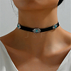 2Pcs 2 Colors Bohemian Alloy & Resin Imitation Turquoise Oval Velvet Choker Necklaces NJEW-CL0001-11-5