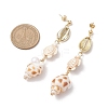 304 Stainless Steel Shell Shape with Tortoise & Starfish Dangle Earrings EJEW-JE06265-04-3