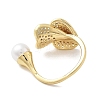 Brass Micro Pave Cubic Zirconia Cuff Rings for Women RJEW-P129-02G-4