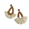 Teardrop with Fan Alloy Rattan Clip-on Earrings FS-WGFEF3F-03-3