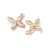 Real 18K Gold Plated Brass Cubic Zirconia Charms X-KK-R037-157G-2