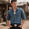 Cowboy Western Alloy Horseshoes & Letter Pendant Bolo Tie Necklaces NJEW-WH20014-02H-6