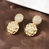 Brass Micro Pave Clear Cubic Zirconia Dangle Stud Earrings EJEW-L275-15G-02-3