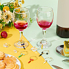 Horn of Plenty Alloy Enamel with Glass Bead Wine Glass Charms AJEW-AB00040-4