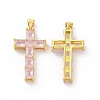 Brass Micro Pave Clear Cubic Zirconia Pendants ZIRC-F135-27G-03-1