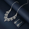 Leaf Brass Pave Clear Cubic Zirconia & Rhinestone Pendant Necklaces & Stud Earrings Sets FS-WG35E42-01-2