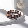 Natural Sodalite & Wood Round Beads Stretch Bracelets Set BJEW-JB07165-04-2