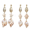 304 Stainless Steel Shell Shape with Tortoise & Starfish Dangle Earrings EJEW-JE06265-04-2