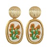 304 Stainless Steel & Cloth Embroidery Stud Dangle Earrings EJEW-JE07298-03-3