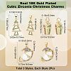CREATCABIN 6Pcs 3 Style Christmas Theme Brass Micro Pave Cubic Zirconia Pendants ZIRC-CN0001-02-2