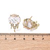 Brass Micro Pave Cubic Zirconia Stud Earring Findings with Natural Amethyst KK-Z096-05G-01-3