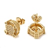 Brass Micro Pave Cubic Zirconia Stud Earrings EJEW-H103-15G-2