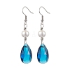 Glass and Shell Pearl Dangle Earrings EJEW-JE06020-4