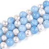 Dyed Natural White Jade Round & Natural Cultured Freshwater Pearl Grooved Potato Beads Strands PEAR-N019-01-2