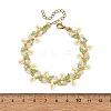 Flower Seed Bead Beaded Bracelet Sets with Natural Rose Quartz for Women BJEW-MZ00350-01-4