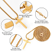 ANATTASOUL 3Pcs 3 Colors Titanium Steel Cross Pendant Necklace with Box Chains NJEW-AN0001-76-3