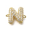Brass Micro Pave Cubic Zirconia Letter Links KK-I717-04N-1