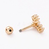 Brass Micro Pave Clear Cubic Zirconia Barbell Cartilage Earrings AJEW-P017-15G-2