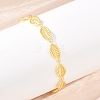Cowrie Shell Shape Brass Link Chain Bracelets for Women BJEW-K248-07B-G-3