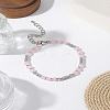 1Pc Natural Rose Quartz Round Beaded Bracelets for Women Men BJEW-LP0015-14-3